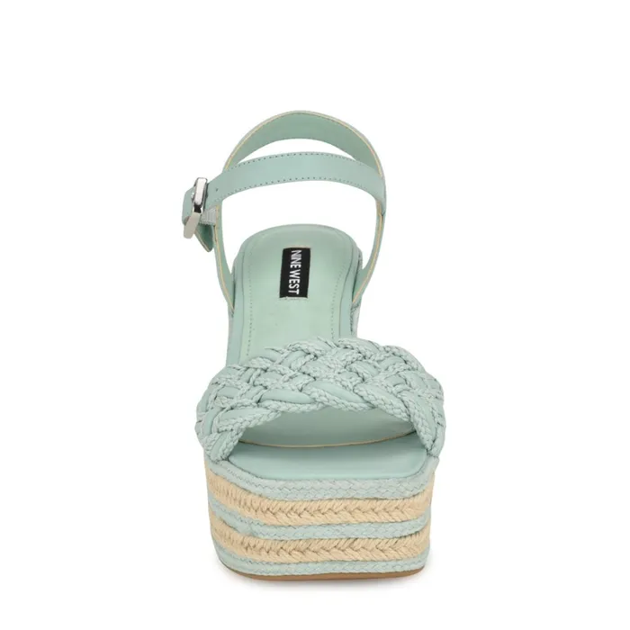 Cinka Woven Platform Sandals Mint Green Women Nine West Sandals