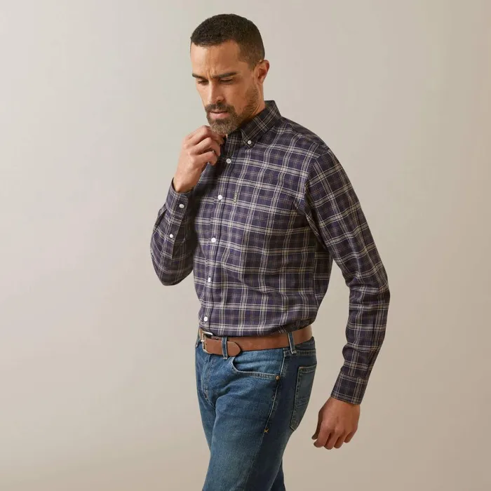Clement Shirt Navy Plaid Men Ariat Button Down Shirts