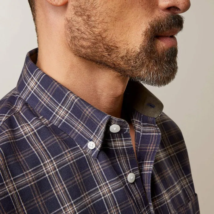 Clement Shirt Navy Plaid Men Ariat Button Down Shirts Clement Shirt Navy Plaid Men Ariat Button Down Shirts