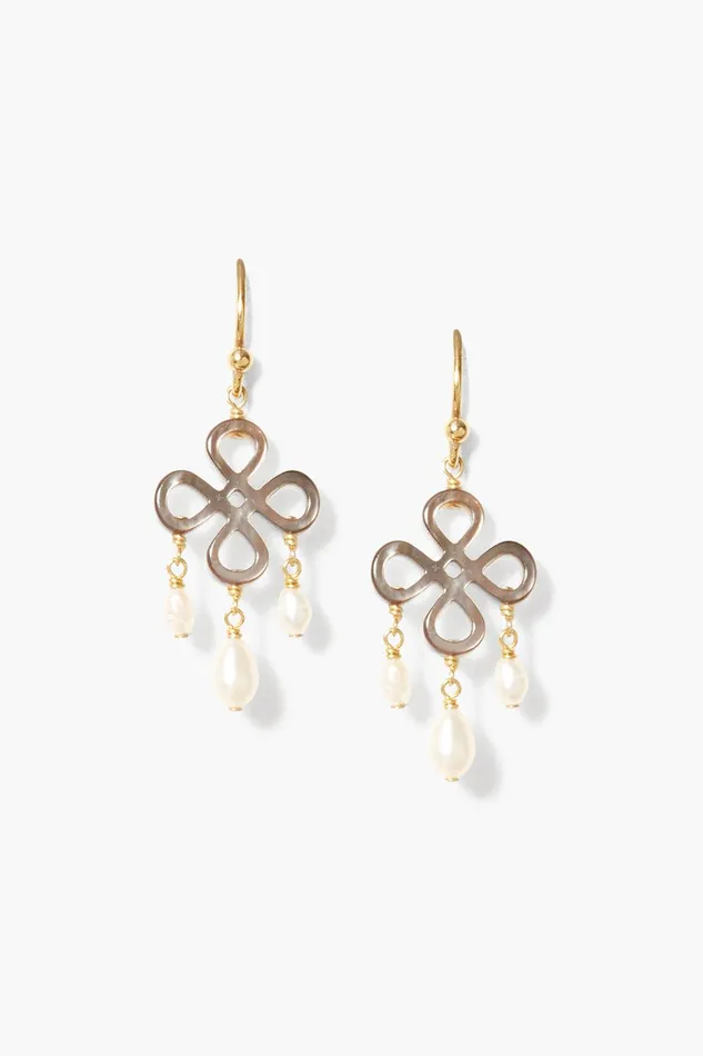 Clover Chandelier Earrings White Pearl Women Chan Luu Earrings