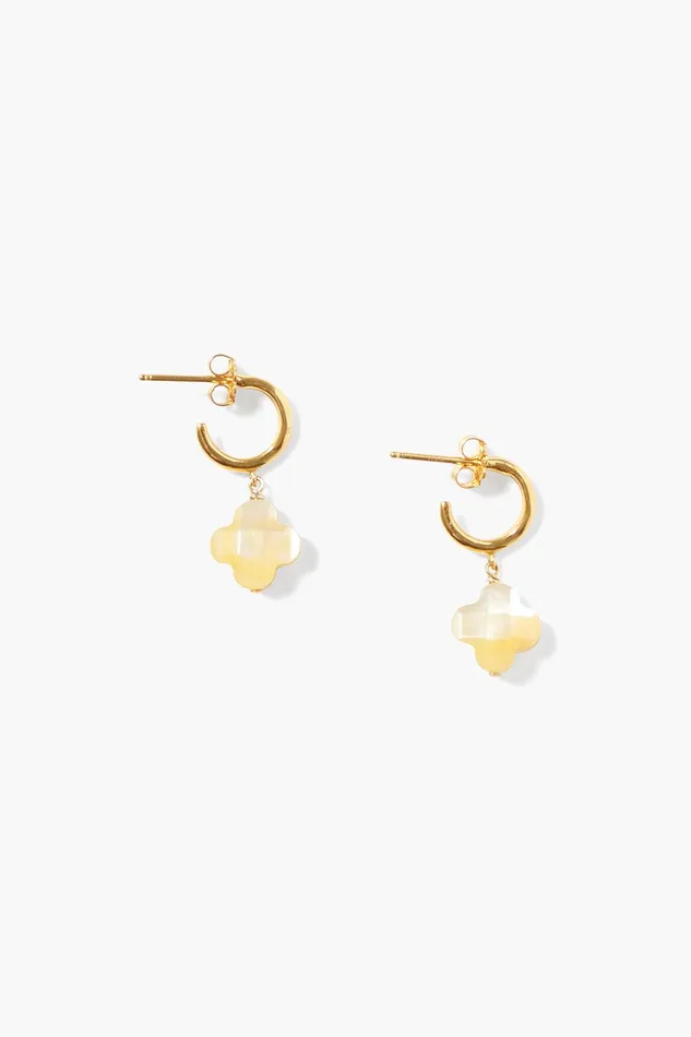 Clover Hoop Earrings Yellow MOP Women Chan Luu Earrings