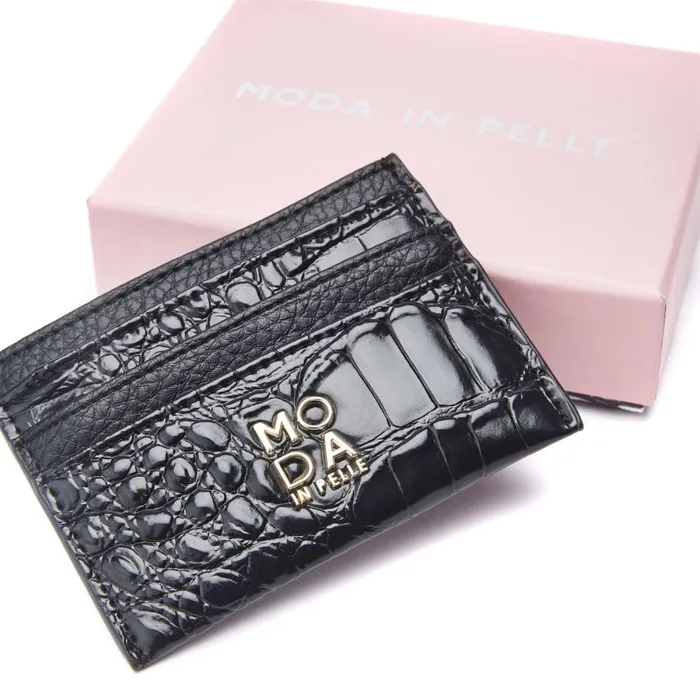 Clutch Bags Women Moda In Pelle Ali Cardwallet Black Croc Print Porvair Clutch Bags Women Moda In Pelle Ali Cardwallet Black Croc Print Porvair