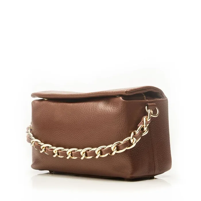Clutch Bags Women Moda In Pelle Glossie Bag Brown Leather