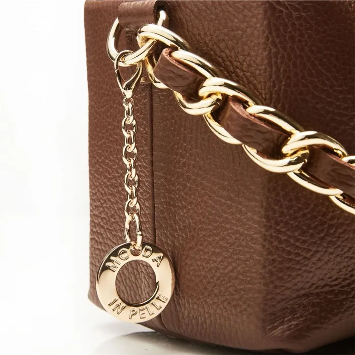 Clutch Bags Women Moda In Pelle Glossie Bag Brown Leather