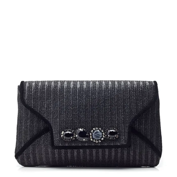 Clutch Bags Women Moda In Pelle Quinn Bag Black Raffia