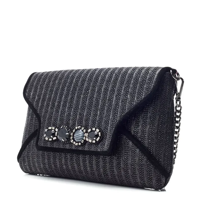 Clutch Bags Women Moda In Pelle Quinn Bag Black Raffia