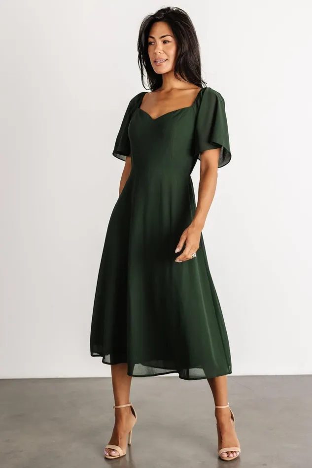 Colette Sweetheart Midi Dress Evergreen Women Baltic Born Wedding Guest Colette Sweetheart Midi Dress Evergreen Women Baltic Born Wedding Guest