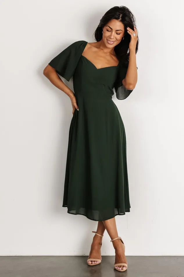 Colette Sweetheart Midi Dress Evergreen Women Baltic Born Wedding Guest Colette Sweetheart Midi Dress Evergreen Women Baltic Born Wedding Guest