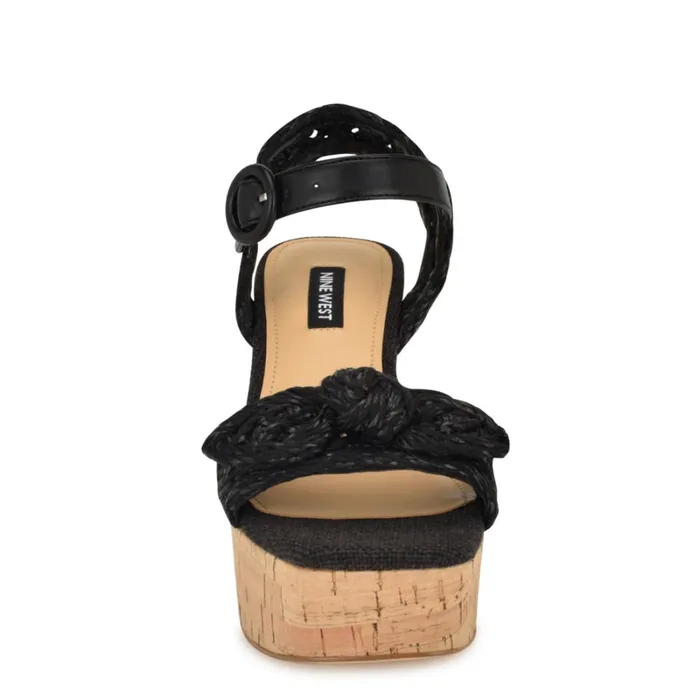 Comiele Platform Sandals Black Raffia Women Nine West Wedges Comiele Platform Sandals Black Raffia Women Nine West Wedges