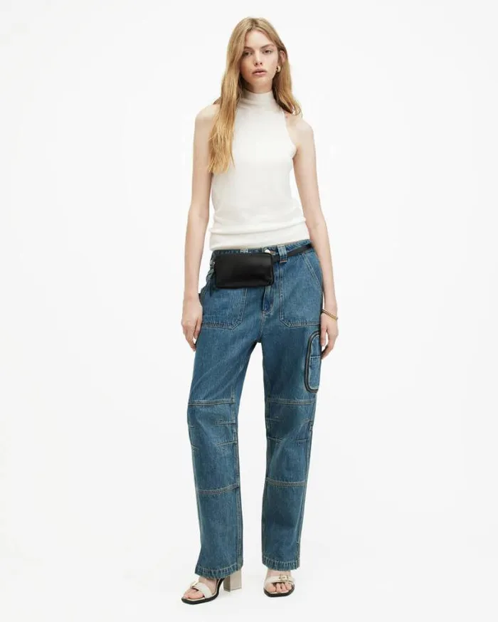 Connie Merino Wool Roll Neck Top Chalk White Women AllSaints Tops and Shirts Connie Merino Wool Roll Neck Top Chalk White Women AllSaints Tops and Shirts