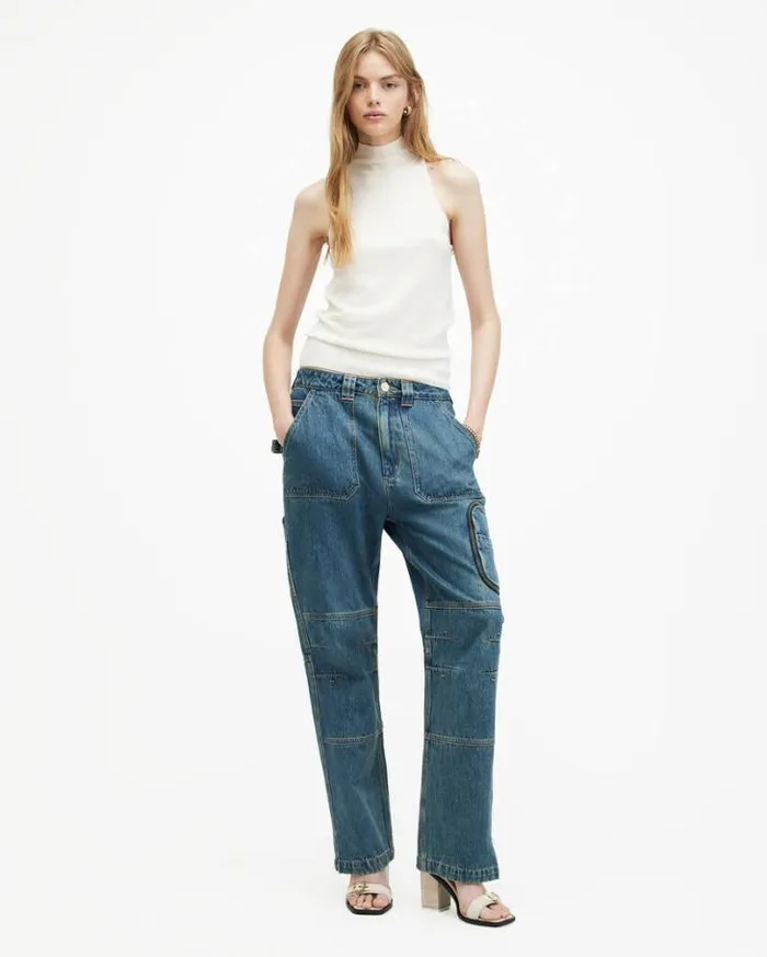 Connie Merino Wool Roll Neck Top Chalk White Women AllSaints Tops and Shirts Connie Merino Wool Roll Neck Top Chalk White Women AllSaints Tops and Shirts
