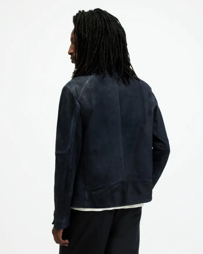 Cora Leather Snap Back Collar Jacket Mcway Blue Men AllSaints Leather Jackets Cora Leather Snap Back Collar Jacket Mcway Blue Men AllSaints Leather Jackets