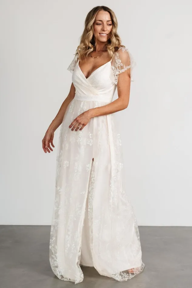 Corinne Shimmer Maxi Gown Off White Women Baltic Born Embellished Sequin Corinne Shimmer Maxi Gown Off White Women Baltic Born Embellished Sequin
