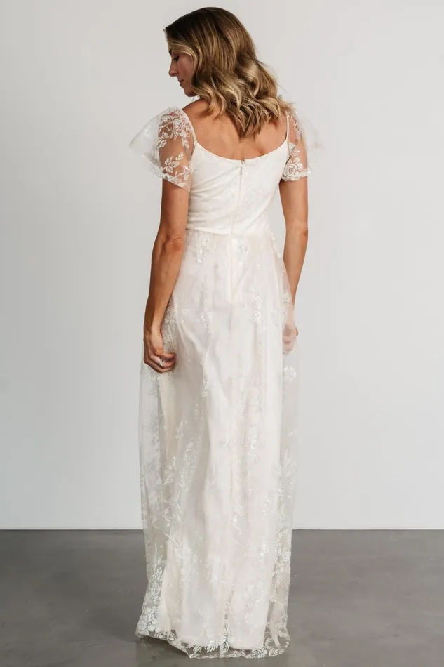 Corinne Shimmer Maxi Gown Off White Women Baltic Born Embellished Sequin Corinne Shimmer Maxi Gown Off White Women Baltic Born Embellished Sequin