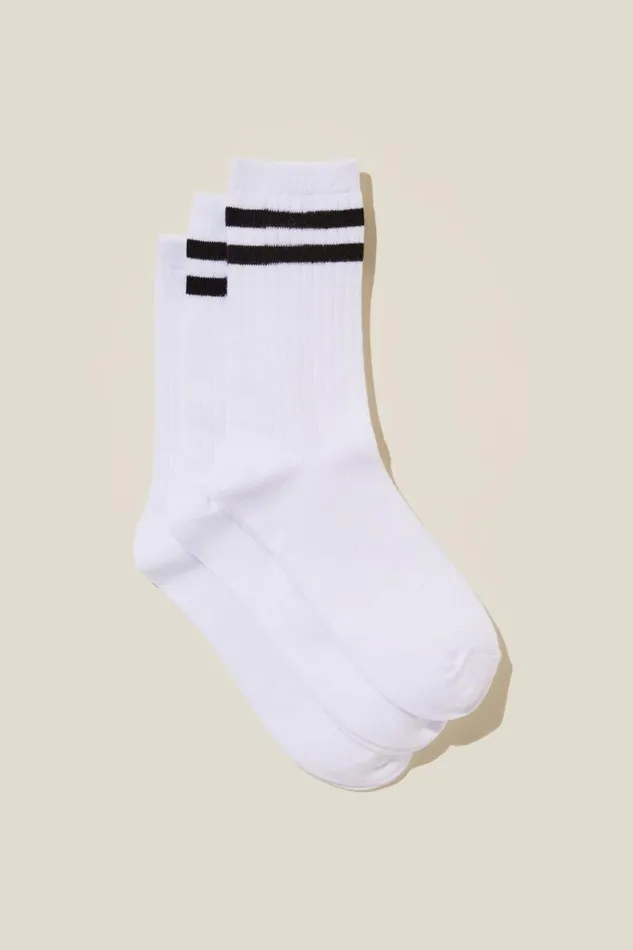 Cotton On Accessories Body Crew Socks 3Pk Whiteblack Stripe 8211 Women
