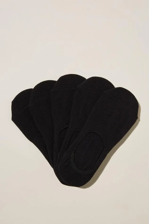 Cotton On Accessories Body Invisible Socks 5Pk Black 8211 Women