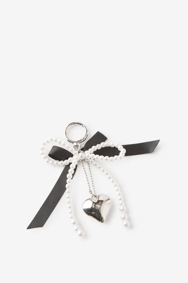 Cotton On BagsandBagCharms Bag Charm Pearl Bow Silver Heart 8211 Women