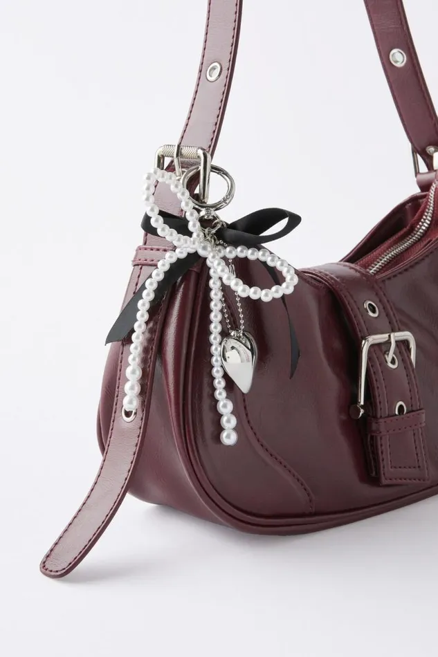 Cotton On BagsandBagCharms Bag Charm Pearl Bow Silver Heart 8211 Women