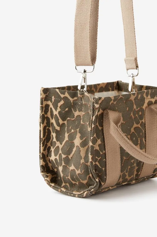 Cotton On BagsandBagCharms The Mini Stand By Tote Leopard Canvas 8211 Women