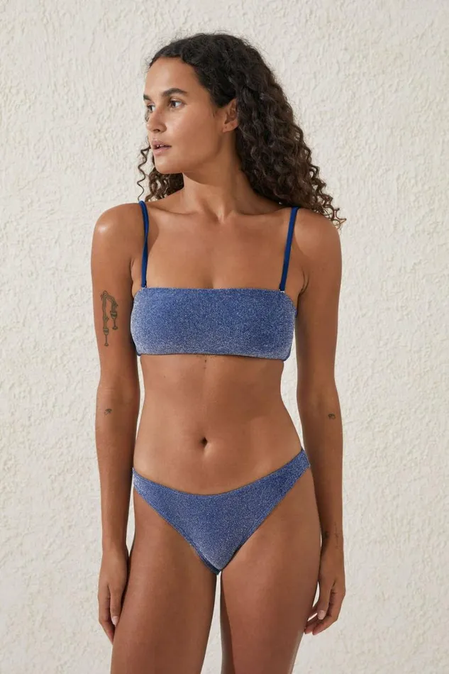 Cotton On Bikinis Bandeau Bikini Top Lapis Blue Metallic 8211 Women Cotton On Bikinis Bandeau Bikini Top Lapis Blue Metallic 8211 Women