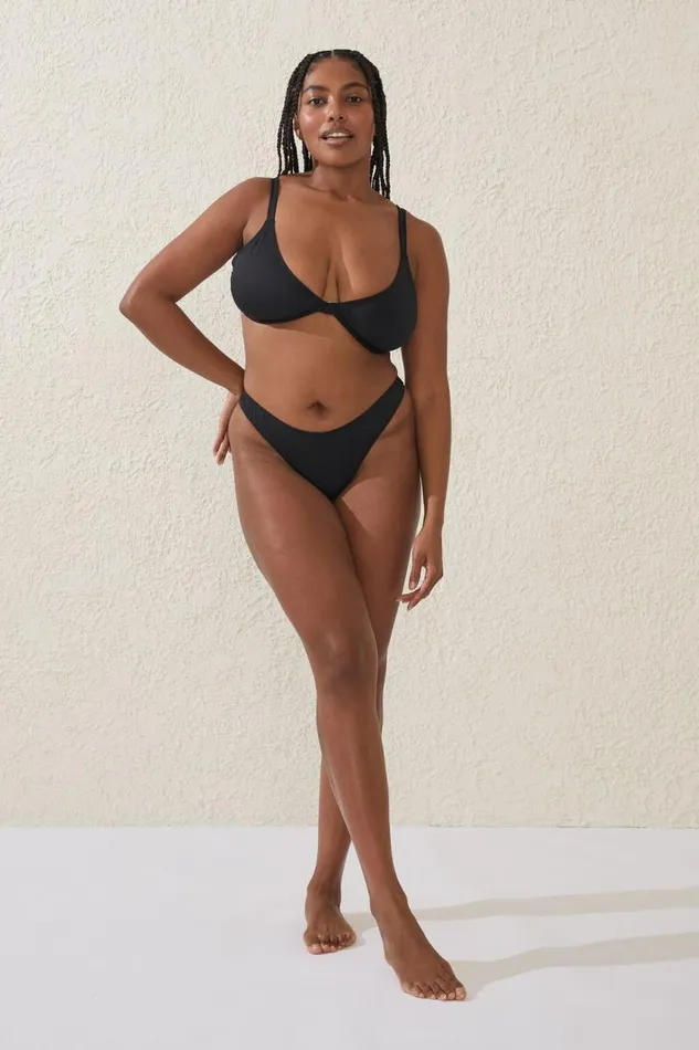 Cotton On Bikinis High Side Brazilian Seam Bikini Bottom Black 8211 Women