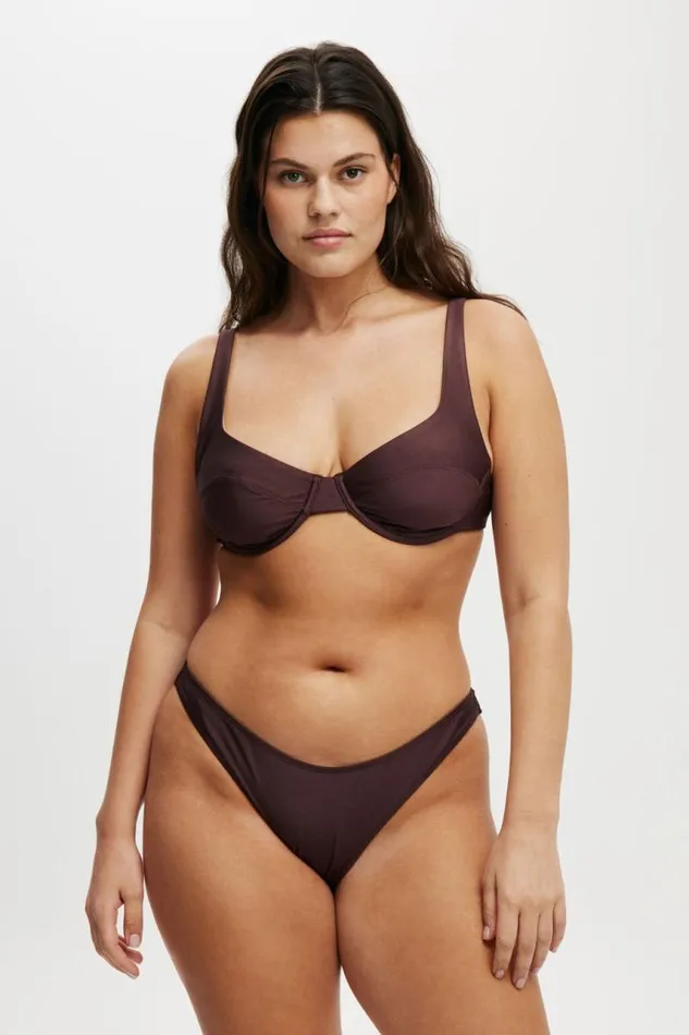 Cotton On Bikinis Underwire Balconette Bikini Top Willow Brown Shimmer 8211 Women