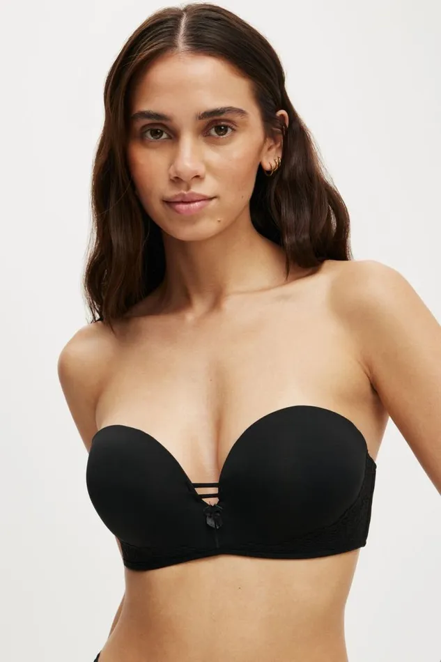 Cotton On Bras Everyday Lace Strapless Push Up 2 Bra Black 8211 Women