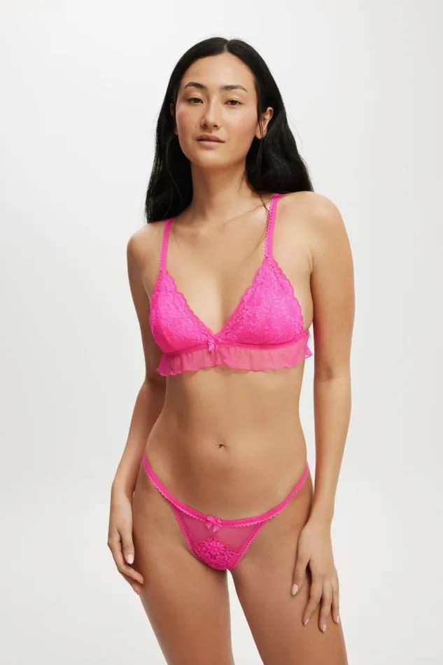 Cotton On Bras Holly Lace Triangle Padded Bralette Charming Pink 8211 Women