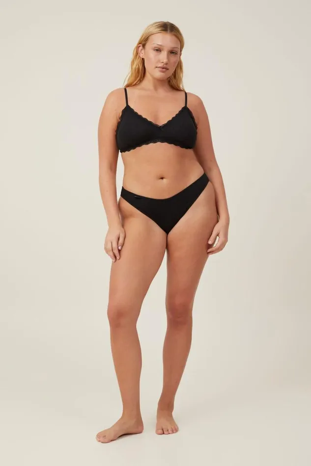 Cotton On Bras Organic Cotton Lace Triangle Padded Bralette Black Pointelle 8211 Women