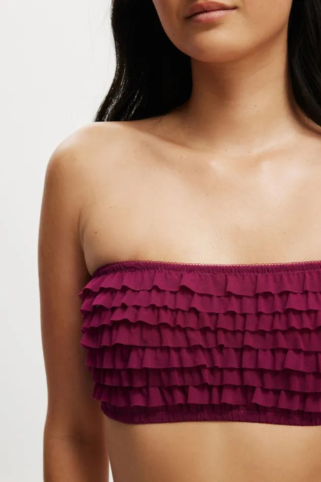 Cotton On Bras Rara Ruffle Bandeau Boysenberry 8211 Women