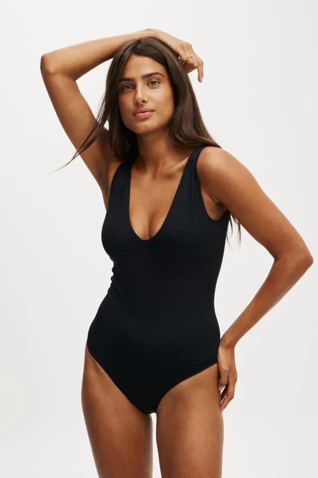 Cotton On Bras Seamless Plunge Bodysuit Black 8211 Women