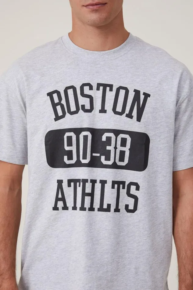 Cotton On Graphic TShirts Loose Fit College TShirt Light Grey Marle Boston Ath 8211 Men Cotton On Graphic TShirts Loose Fit College TShirt Light Grey Marle Boston Ath 8211 Men