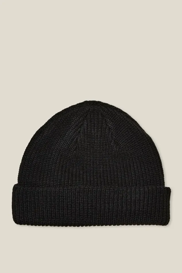 Cotton On Hats and Beanies Heavy Knit Beanie Black 8211 Men