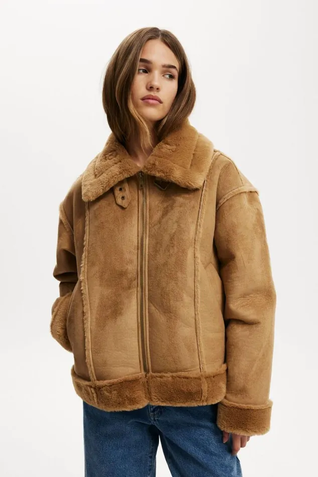Cotton On Jackets Dakota Faux Suede Jacket Suedesherpa 8211 Women