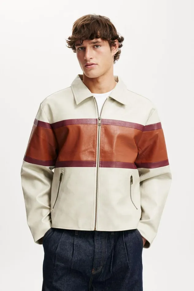 Cotton On Jackets Joey Faux Leather Jacket Stone 8211 Men