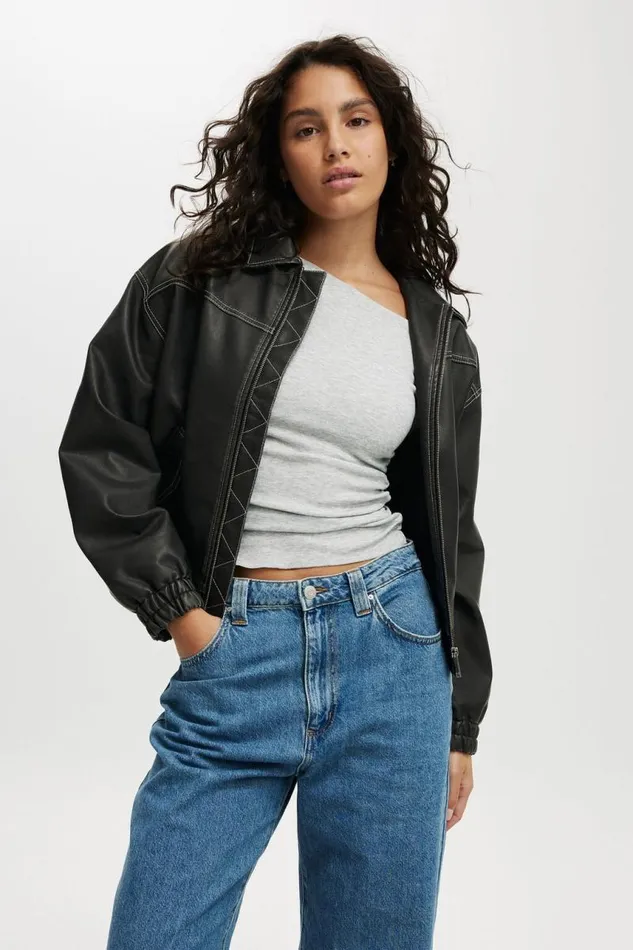 Cotton On Jackets Kai Bomber Jacket Washed Black 8211 Women
