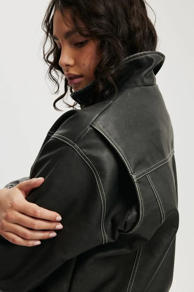Cotton On Jackets Kai Bomber Jacket Washed Black 8211 Women