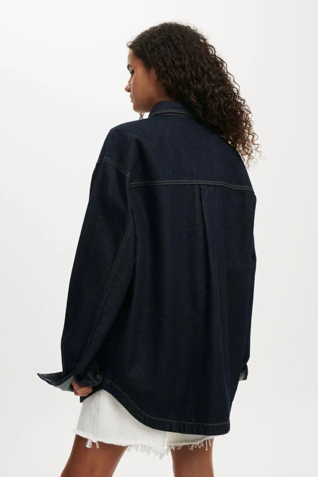 Cotton On Jackets Oversized Denim Shirt Indigo 8211 Women