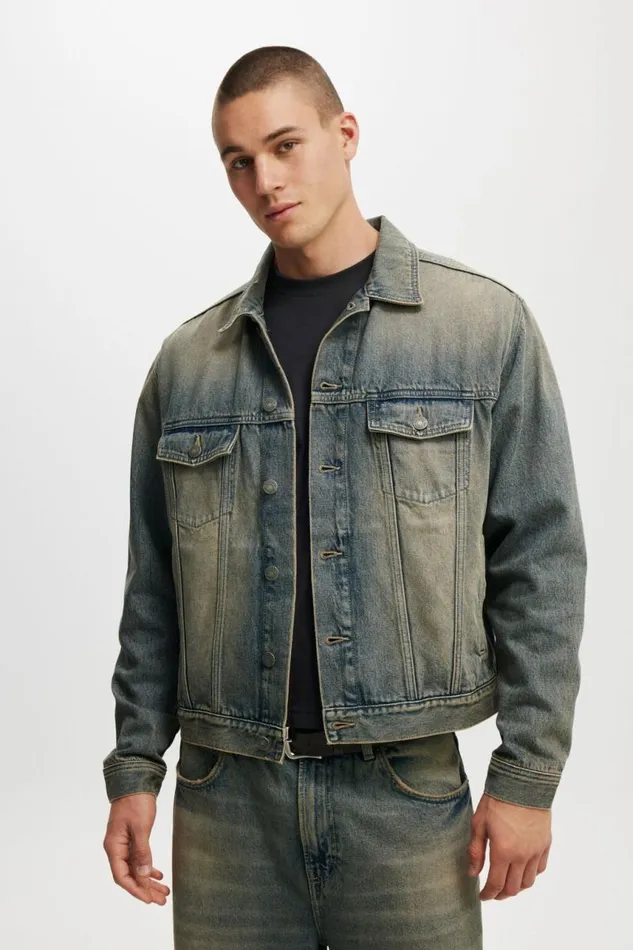 Cotton On Jackets Oversized Trucker Jacket Sandstorm Blue 8211 Men