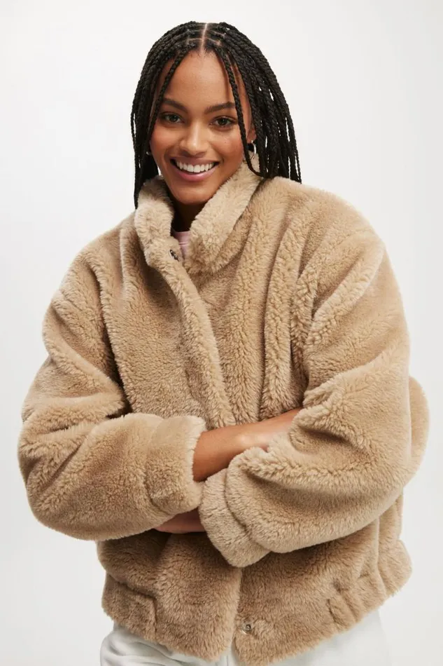 Cotton On Jackets Teddy Bomber Jacket Stone 8211 Women