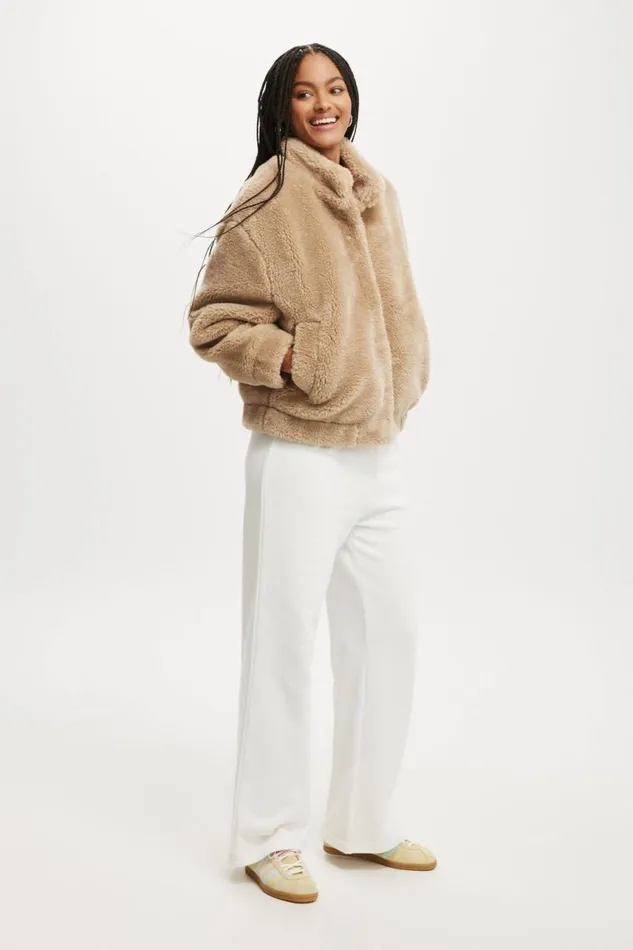 Cotton On Jackets Teddy Bomber Jacket Stone 8211 Women