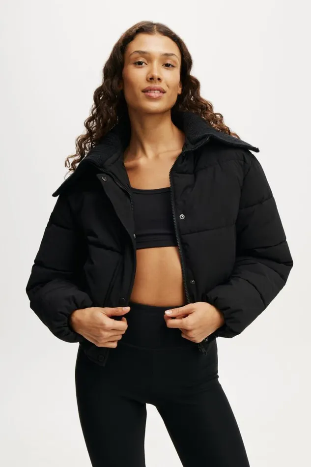 Cotton On Jackets The Mother Puffer Knitted Jacket Black 8211 Women