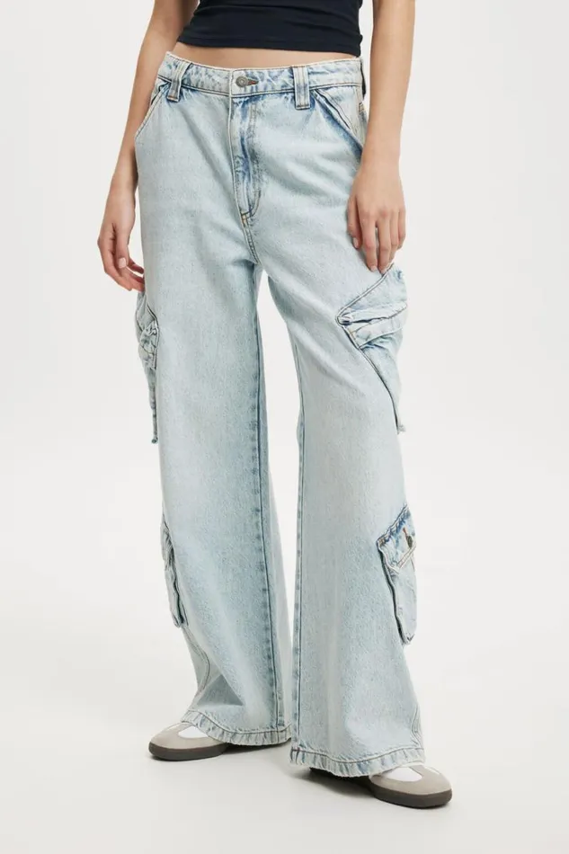 Cotton On Jeans Cargo Super Baggy Jean Palm Blue 8211 Women