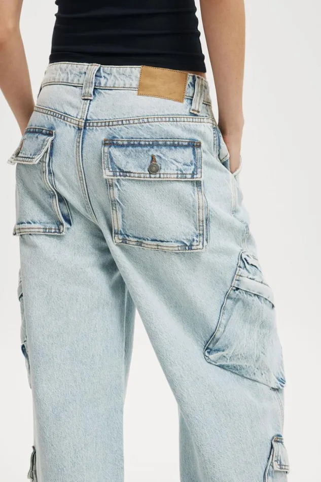 Cotton On Jeans Cargo Super Baggy Jean Palm Blue 8211 Women
