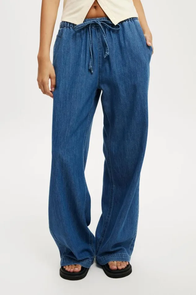 Cotton On Jeans Lyocell Wide Denim Pant Mid Blue 8211 Women