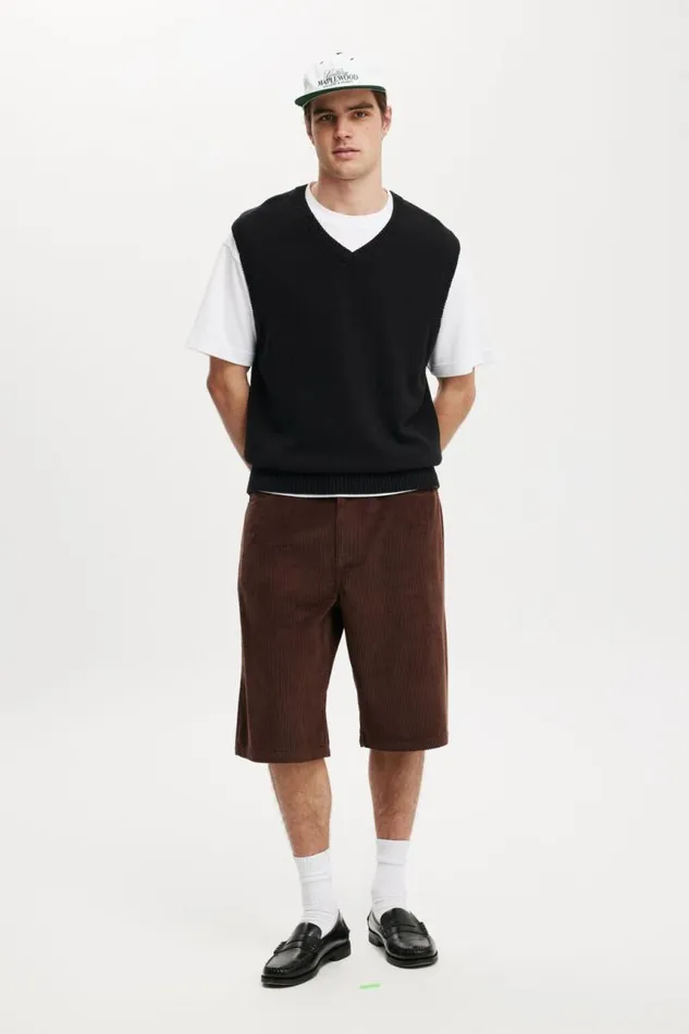 Cotton On Jeans Super Baggy Short Chocolate Cord 8211 Men