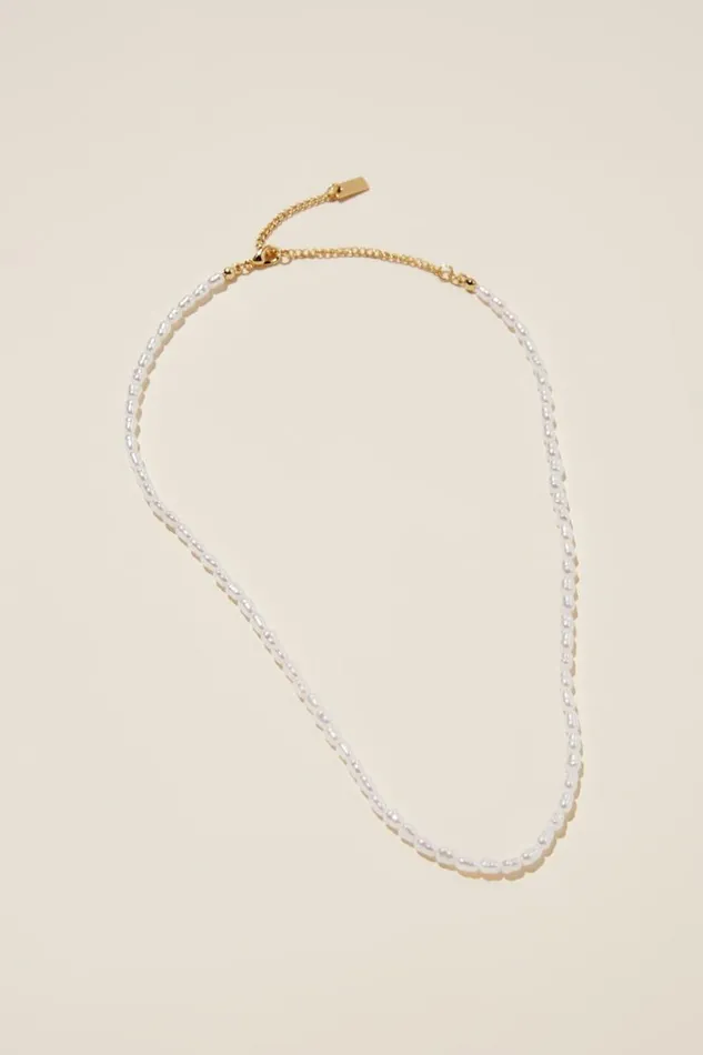 Cotton On Jewelry Beaded Necklace Gold Plated Pearl 8211 Women