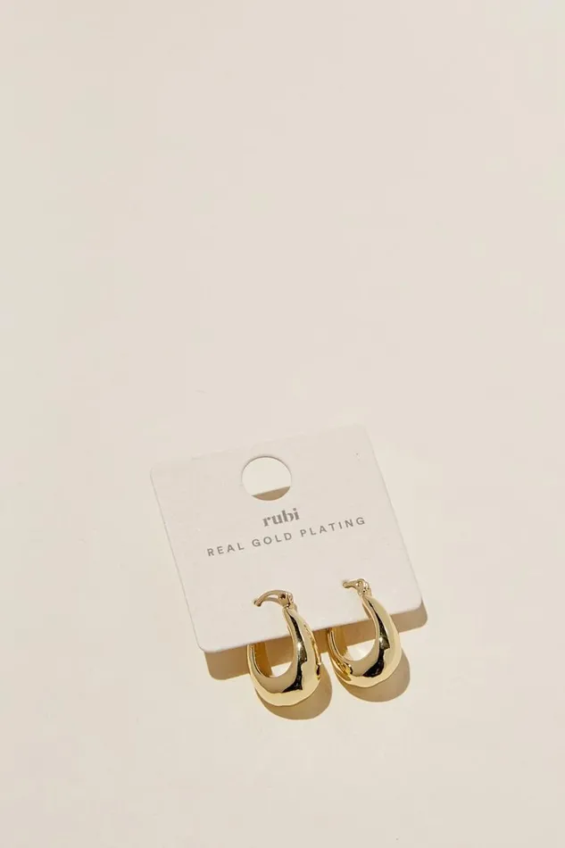 Cotton On Jewelry Mid Hoop Earring Gold Plated Molten Hoop 8211 Women