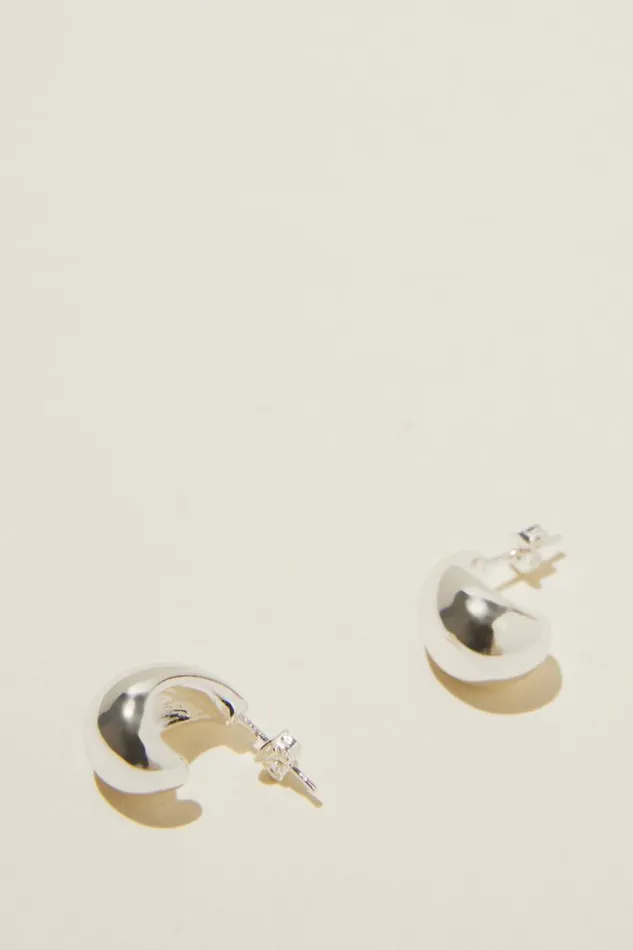 Cotton On Jewelry Small Charm Earring Silver Plated Tear Drop Stud 8211 Women