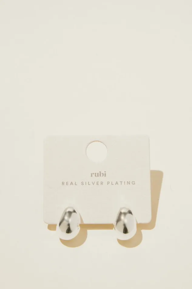 Cotton On Jewelry Small Charm Earring Silver Plated Tear Drop Stud 8211 Women Cotton On Jewelry Small Charm Earring Silver Plated Tear Drop Stud 8211 Women